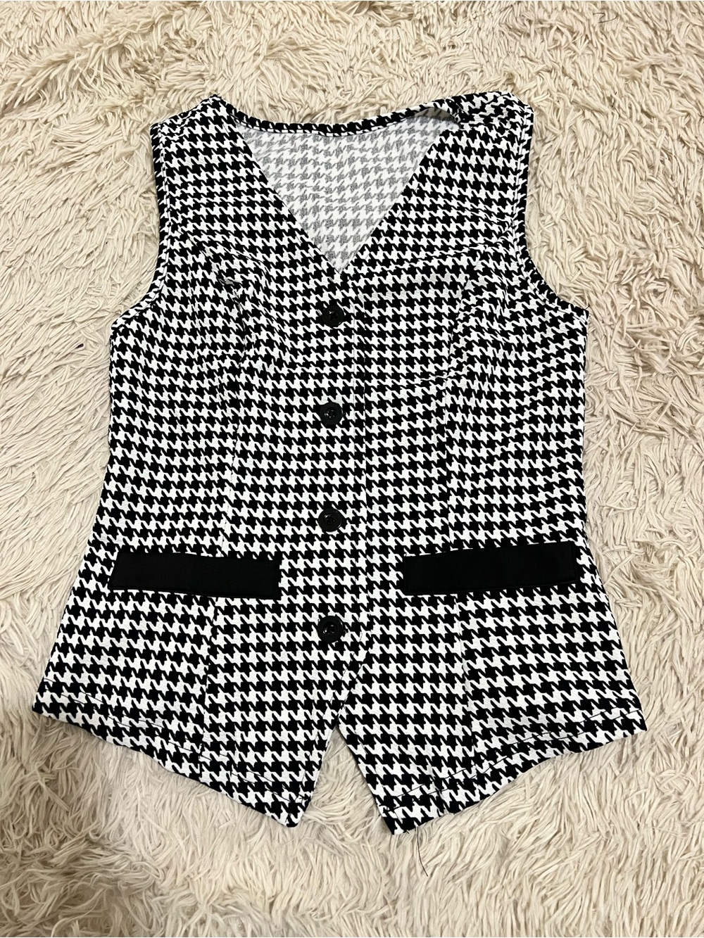 Black & White Houndstooth Women's Vest